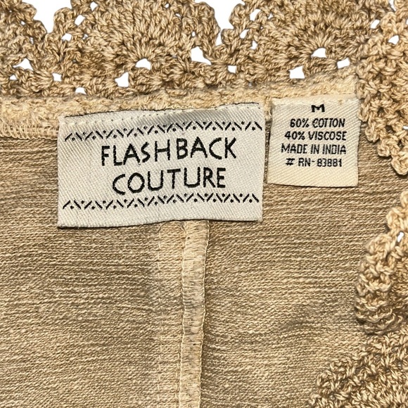 Tan Blazer with Ornate Embroidery and Scalloped Edges - Picture 3 of 3